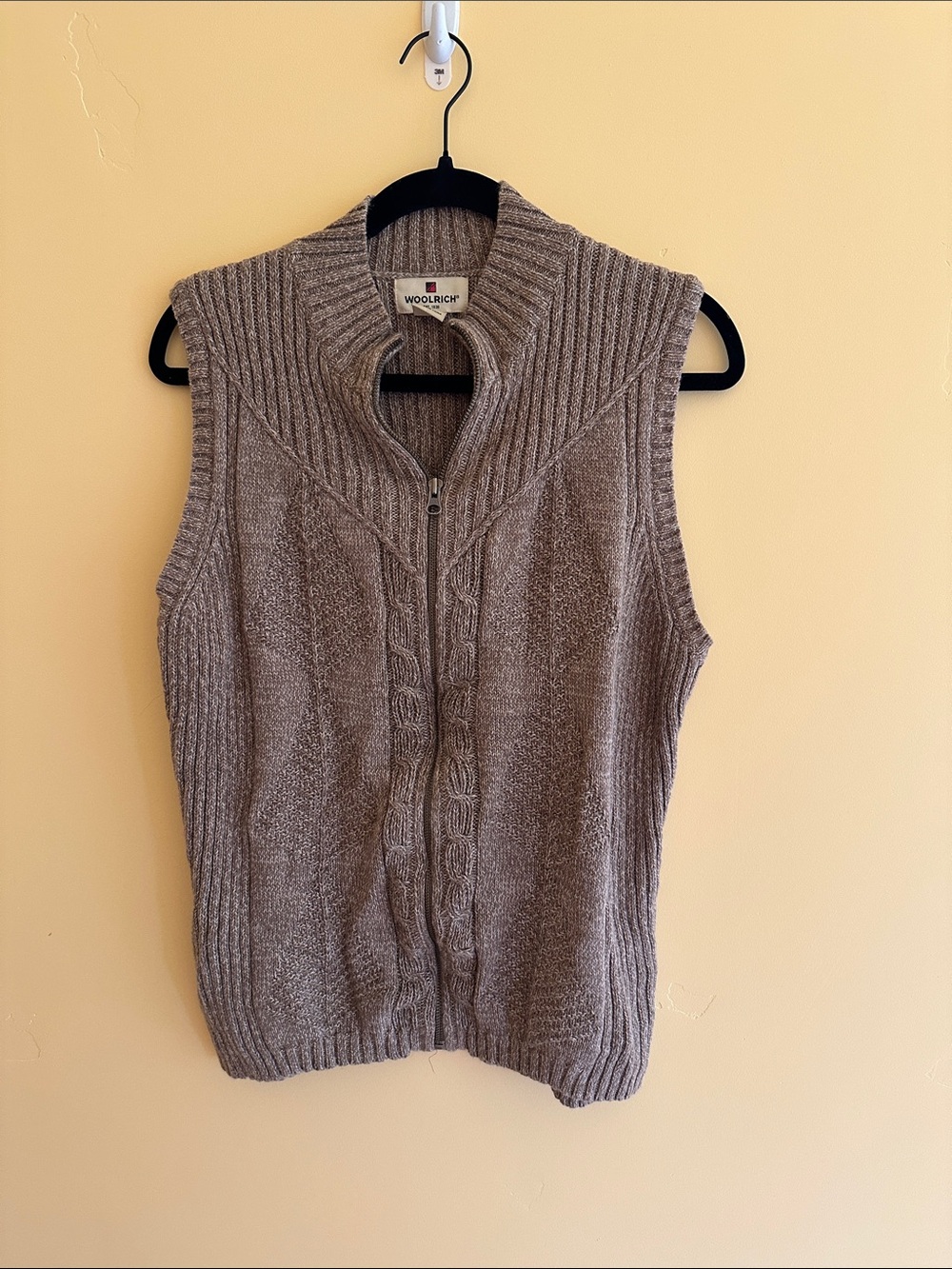 Woolrich Taupe Cable-Knit Zip Vest